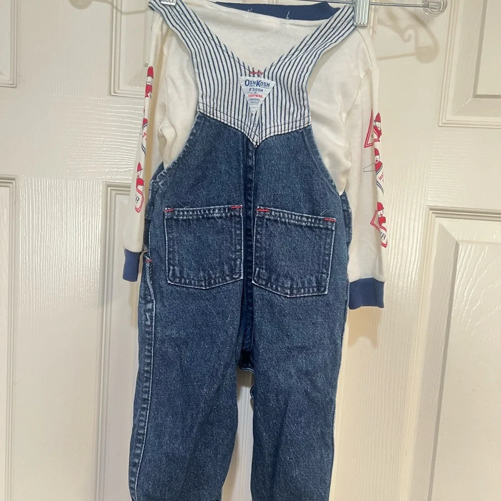 Vintage USA OshKosh B’Gosh Vestbak Overalls Jean Bibs‎ Pinstripe Size 24 Mths